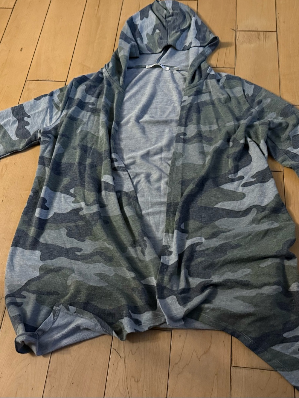 Cyrus Men's Hooded Camouflage Open Cardigan - Gray & Green Camo